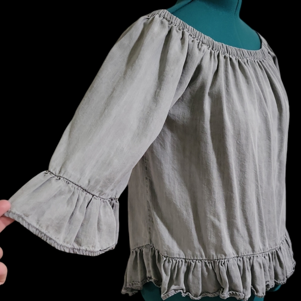 Jane And Delancey Women's Off Shoulder Peasant Blouse Size XL Ruffle Hi Low - Picture 4 of 10